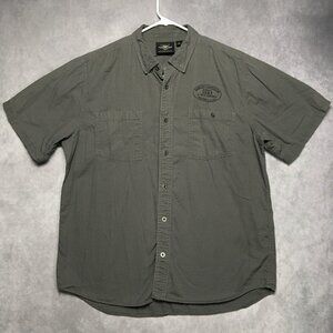 Harley Davidson Men Shirt size XL Gray Short Sleeve Button Up Pocket Shop Garage